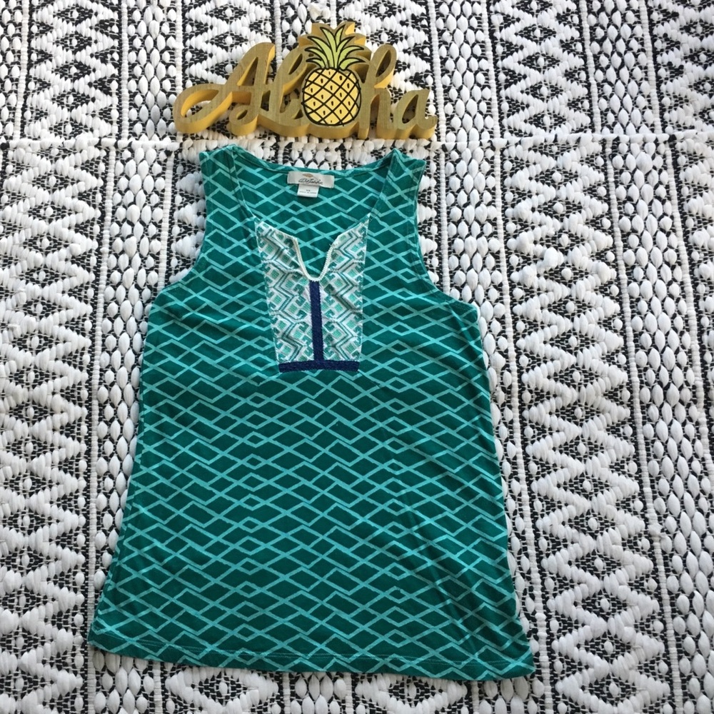 Bob Timberlake Teal Embroidered Tank Top